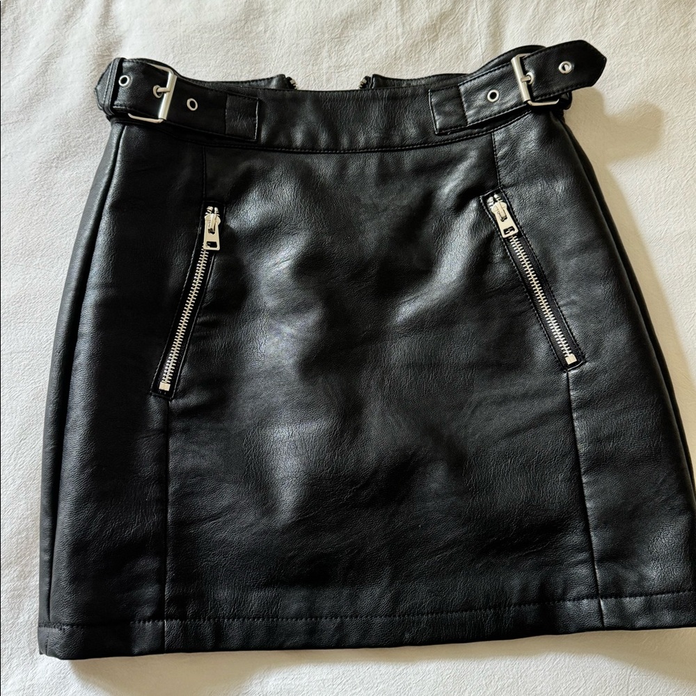 Miss Selfridge Leather Moto Skirt